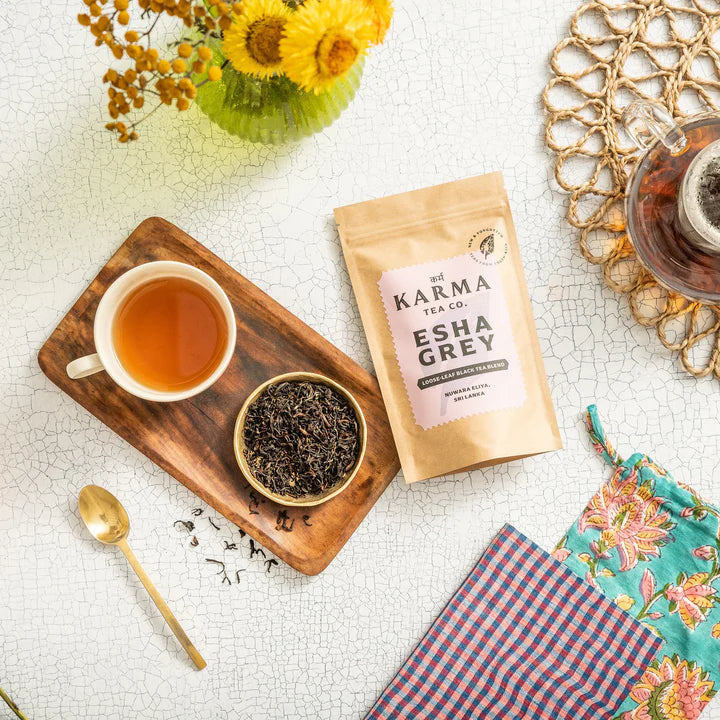 esha earl grey svart te från sri lanka sip revolt karma tea