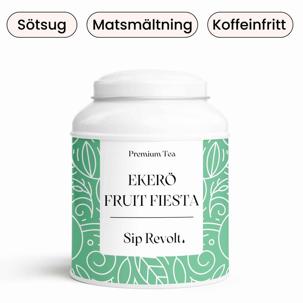 sip revolt te ekerö fruit fiesta äpple blåbär citron ingefära koffeinfritt kvällen hälsofördelar burk