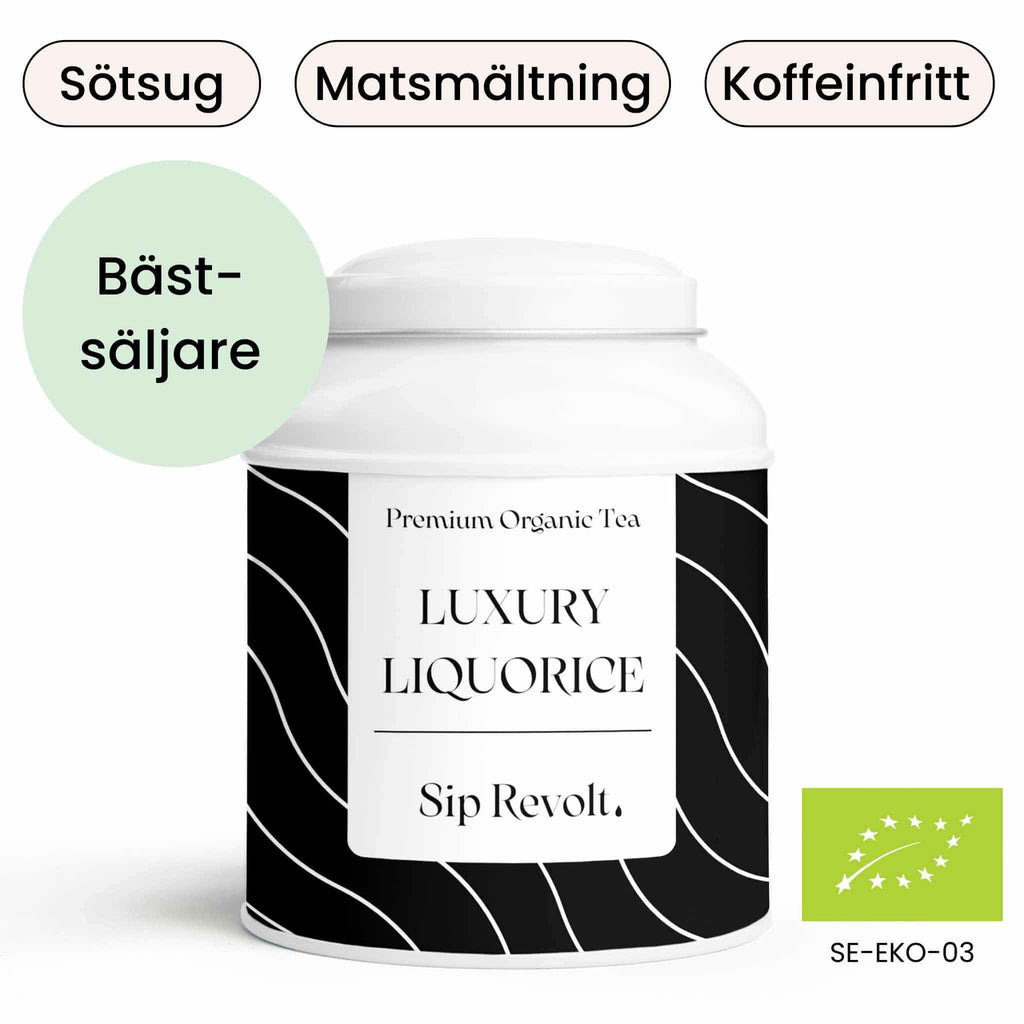 sip revolt te luxury liquorice koffeinfritt ekologiskt laktrits te burk bra för matsmältning