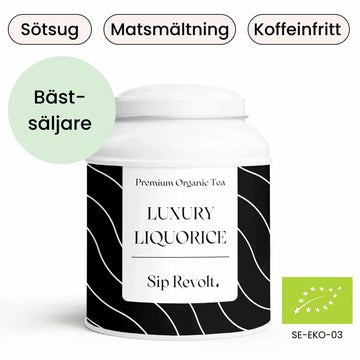 sip revolt te luxury liquorice koffeinfritt ekologiskt laktrits te burk bra för matsmältning