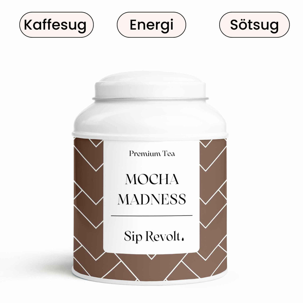 sip revolt mocha madness svart te med kaffe och choklad burk