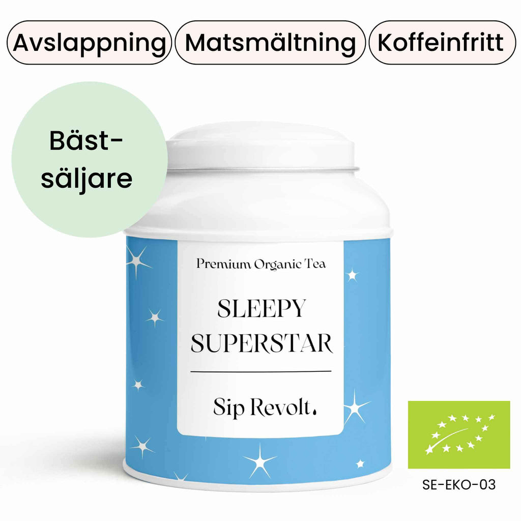 sip revolt te sleepy superstar avslappning bättre sömn citron ingefära koffeinfritt ekologiskt burk