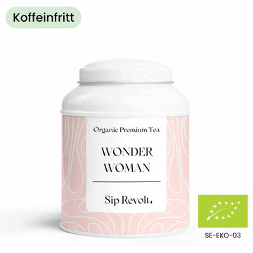 sip revolt te wonder woman stärka kvinna hälsa kamomill kanel äpple ingefära ekologiskt koffeinfritt lugnande matsmältning